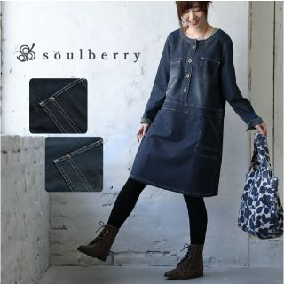 ソルベリー(Solberry)のsoulberry☆新品！デニムワンピース Lサイズ(ひざ丈ワンピース)