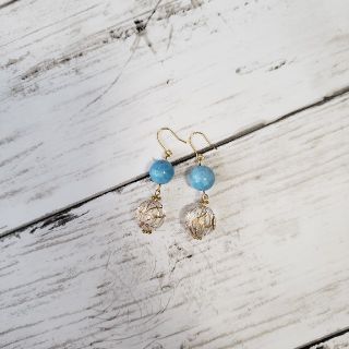 ライトブルー×クリアゴールドピアス(ピアス)