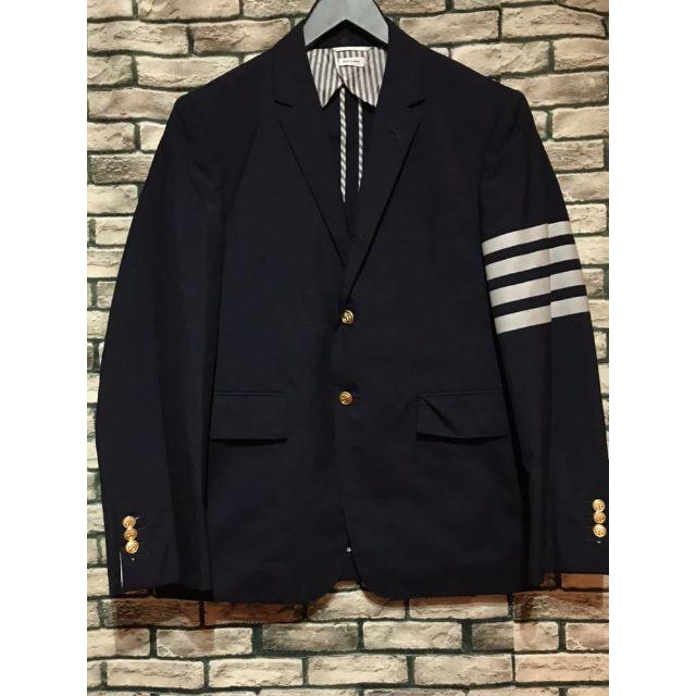 テーラードジャケットTHOM BROWNE トムブラウン★袖4barライン金ボタンブレザージャケット