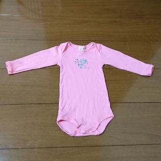 プチバトー(PETIT BATEAU)の【美品】プチバトー 12m 74cm 可愛いピンクの長袖ロンパース (ロンパース)