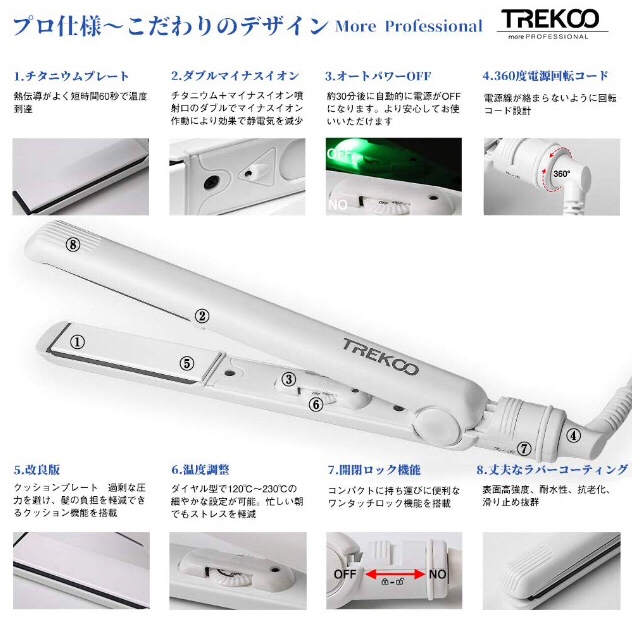 TREKOO ヘアアイロン ダブルイオン ストレート&カール 2way  スマホ/家電/カメラの美容/健康(ヘアアイロン)の商品写真