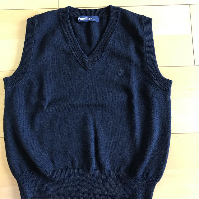 ファミリア ベスト 120 受験 紺 毛100% 美品