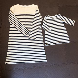 ムジルシリョウヒン(MUJI (無印良品))のてぃー様専用 親子セット ボーダーワンピース Ｍ & 100cm(ワンピース)