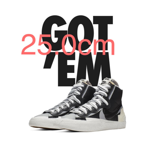 新品 NIKE 25.0cm BLACK MID BLAZER SACAI 【専用】NIKE - スニーカー