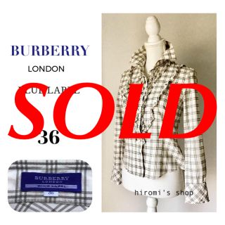 バーバリーブルーレーベル(BURBERRY BLUE LABEL)の【美品】バーバリーブルーレーベル フリルブラウス シャツ S〜M チェック柄(シャツ/ブラウス(長袖/七分))