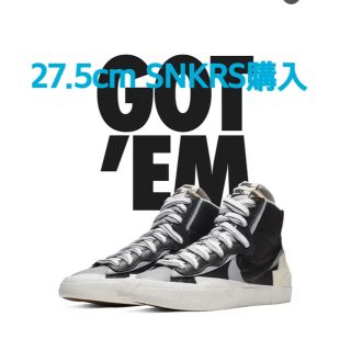 ナイキ(NIKE)の新品 nike × sacai ブレーザー MID blazer ブラック (スニーカー)