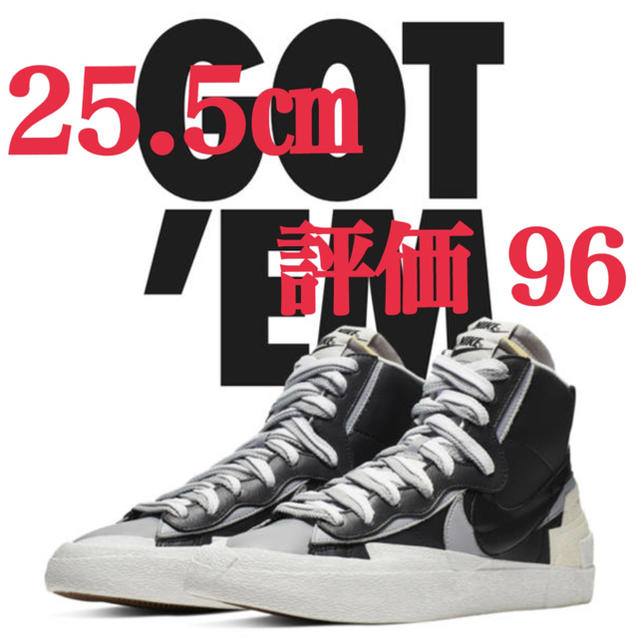 25.5㎝ NIKE SACAI Blazer Mid Blackメンズ