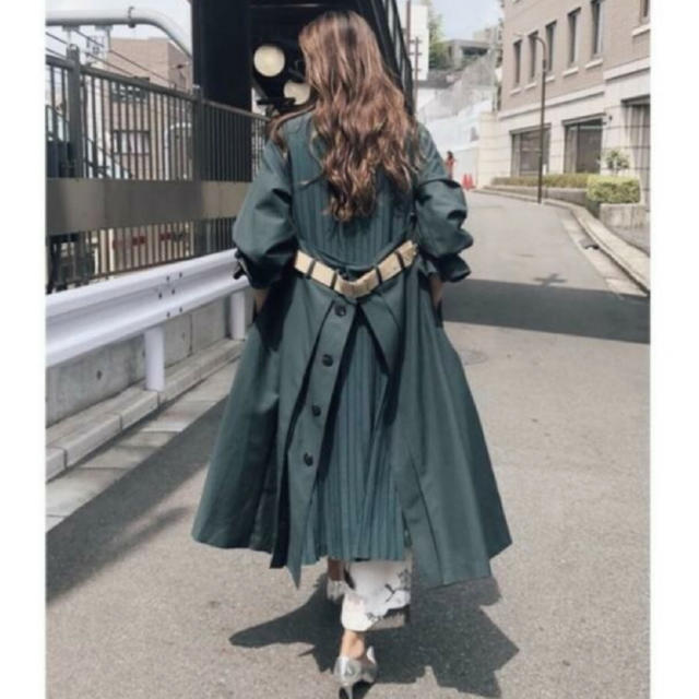 Ameri Vintageバックプリーツトレンチコートグリーン 新品タグ付き