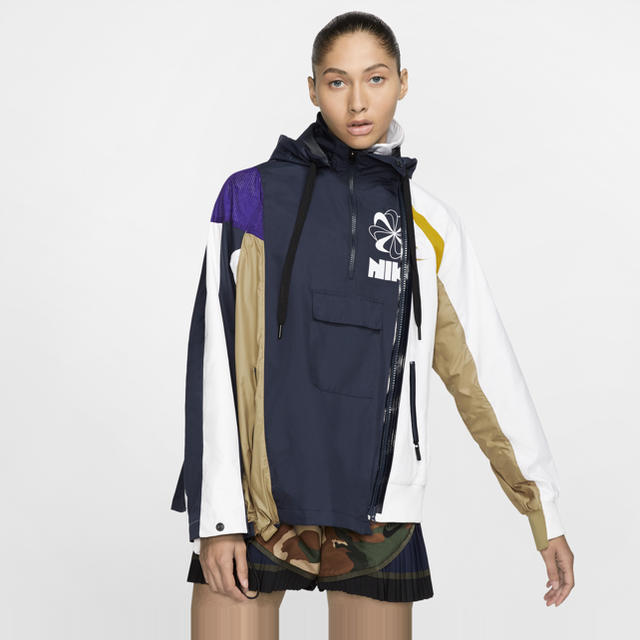 sacai(サカイ)のNIKE × sacai ダブルジップジャケット XS Navy×White レディースのジャケット/アウター(ブルゾン)の商品写真