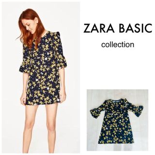 ザラ(ZARA)のZARA ブーケ柄プリント地ワンピース M (9~11 号)(ミニワンピース)