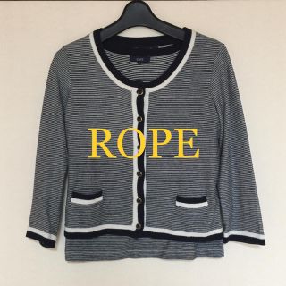 ロペ(ROPE’)の美品 ROPE ロペ アンサンブル ツインニット ボーダー M ネイビー 白 紺(アンサンブル)