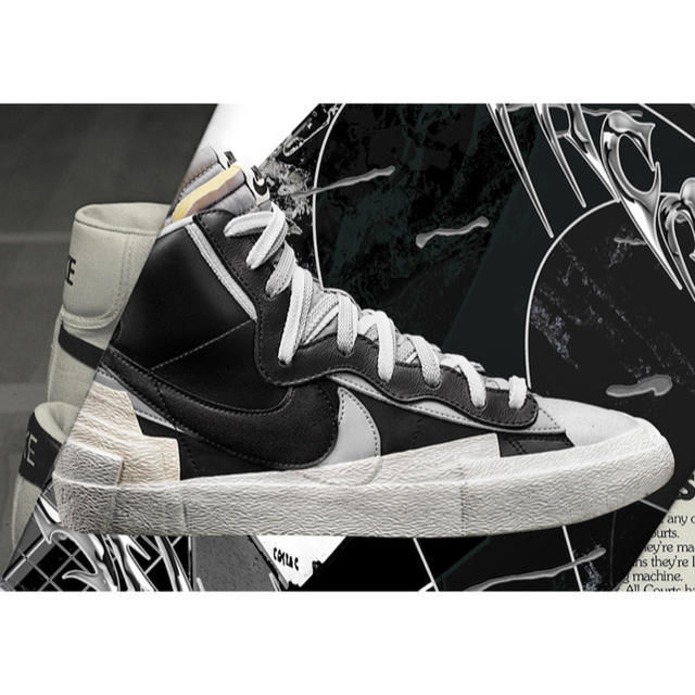 nike sacai blazer mid サカイ 30cm US12 クロ