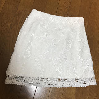 マーキュリーデュオ(MERCURYDUO)のマーキュリーデュオ美品レースタイトスカート#ホワイト(ミニスカート)