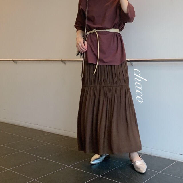 DouDou(ドゥドゥ)の僅か⚠️¥11880【DouDou】ギャザープリーツスカート  ロングスカート  レディースのスカート(ロングスカート)の商品写真