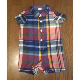 ベビーギャップ(babyGAP)の半袖チェックシャツショートオール(カバーオール)