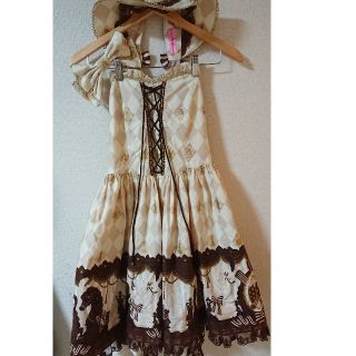 アンジェリックプリティー(Angelic Pretty)のAngelic Pretty チェスチョコレート セットビスチェJSK (ひざ丈ワンピース)