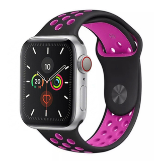 アップルウォッチ(Apple Watch)のApple Watch ベルト スポーツバンド 38mm 40mm 黒 ピンク(腕時計)