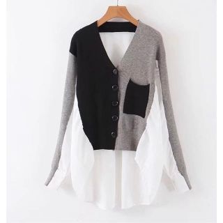 【送料無料】新品★ニット カーディガン 切り替え トップス ZARA GU(シャツ/ブラウス(長袖/七分))
