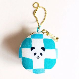 市松パンダのマカロンポーチ ハンドメイド 市松模様 パンダ柄 手縫い(ポーチ)