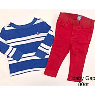 ベビーギャップ(babyGAP)の【値下げ】baby Gap トップス＆デニムパンツset 80cm(パンツ)