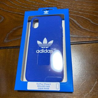 アディダス(adidas)の【iPhone X/XS】adidas ホワイトロゴ入りケース　青(iPhoneケース)