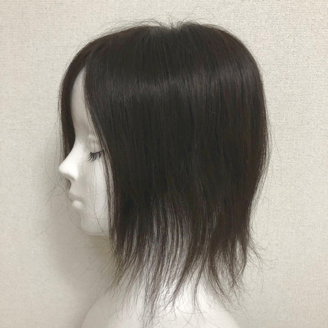 人毛100％ 総手植え 新品 ヘアトップピース 高級ワイドタイプ♡ショートストレート