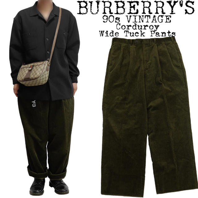 BURBERRY(バーバリー)の美品★BURBERRY★バーバリー★90s★コーデュロイ ワイドパンツ★オリーブ メンズのパンツ(スラックス)の商品写真