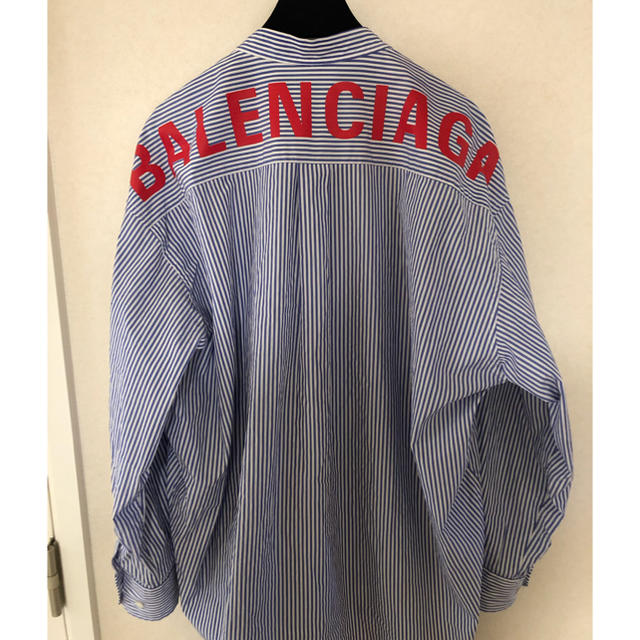 Balenciaga - バレンシアガ　17AWロゴストライプボウタイロングシャツ