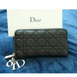 クリスチャンディオール(Christian Dior)のディオール 牛革 黒 長財布(長財布)