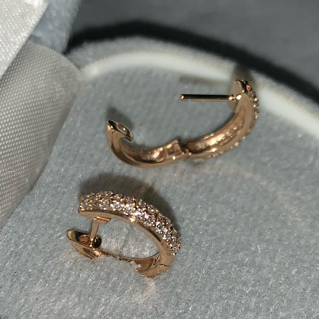 得価最新品 K18PG パヴェダイヤ 0.3ct 中折れ フープピアスの通販 by