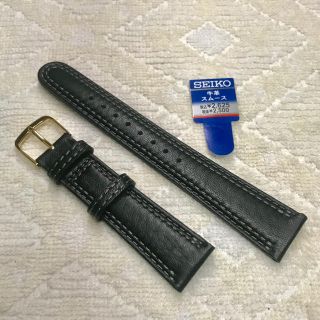 セイコー(SEIKO)のSEIKO 時計革バンド 牛革スムース 黒18ミリ ダブルステッチ(レザーベルト)