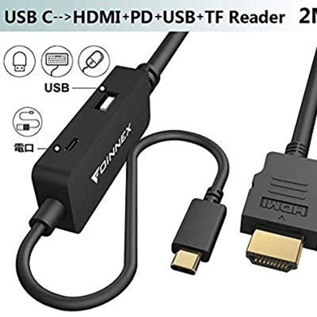 USB C HDMI 変換ケーブル スマホ/家電/カメラのテレビ/映像機器(映像用ケーブル)の商品写真