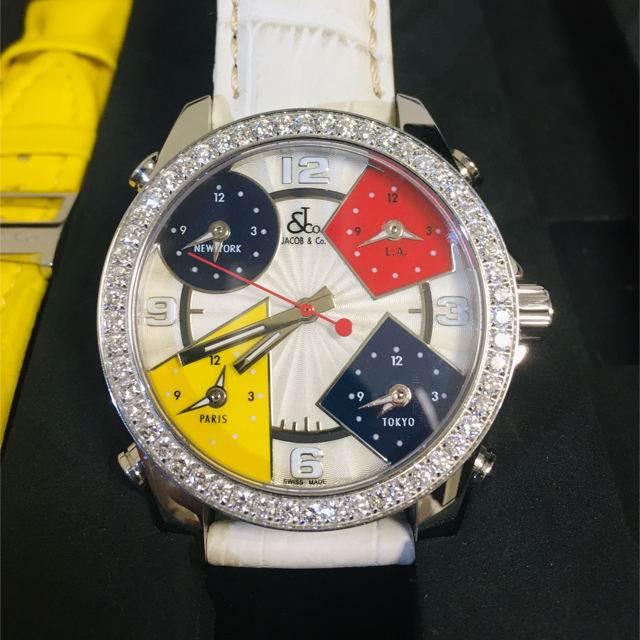 パシャ レディース | JACOB&Co.  ジェイコブ 純正ダイヤモンド 腕時計 ファイブタイムゾーンの通販 by つんshop