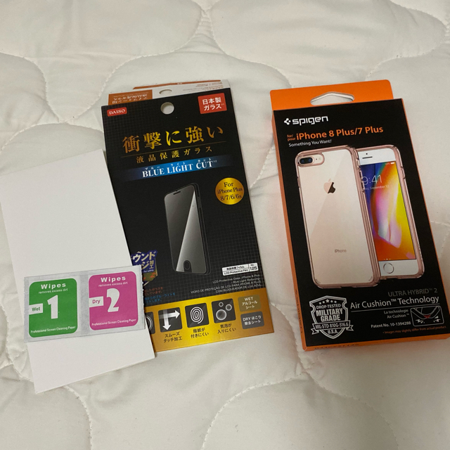 Spigen(シュピゲン)のspigen iPhone8plus ピンククリアケース　ガラス保護フィルム付き スマホ/家電/カメラのスマホアクセサリー(iPhoneケース)の商品写真