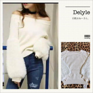 デイライルノアール(Delyle NOIR)の Delyle♡袖ファーニットトップス♡ホワイト(ニット/セーター)