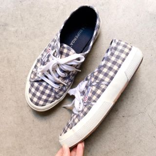 スペルガ(SUPERGA)のSuperga スペルガ ギンガムチェック柄 ネイビー スリッポン スニーカー(スニーカー)