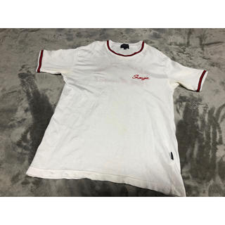 メンズ Tシャツ 半袖 ホワイト 赤ライン Mサイズ (Tシャツ/カットソー(半袖/袖なし))