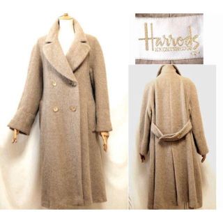 【極美品✨】HARRODS ハロッズ　シャギー　ロングコート　アルパカ　黒　L