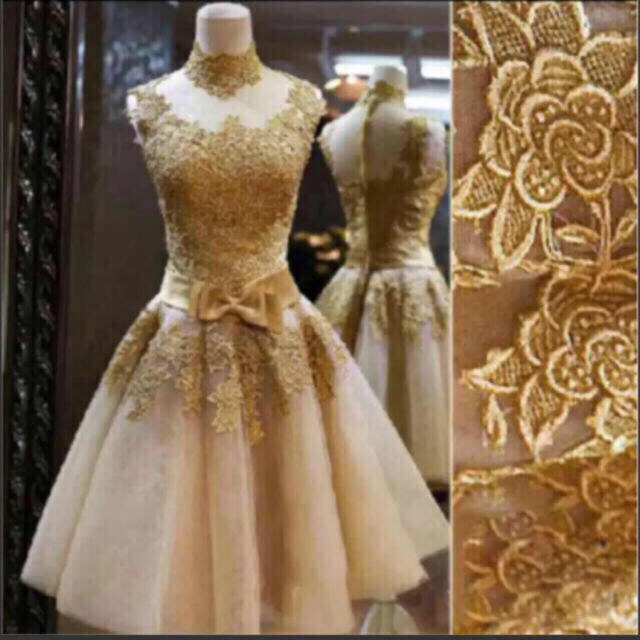 大人気■高品質オーダーメード■ゴールドワンピース 結婚式ドレス インポート■
