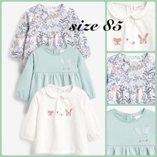 ネクスト(NEXT)の新作❁新品・size 85❁動物＆フローラル 長袖Tシャツ 3枚組❁next(シャツ/カットソー)