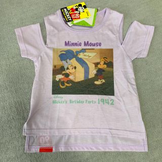 ディズニー(Disney)のビンテージ ミッキー Tシャツ オフショル ラベンダー 紫 子供(Tシャツ/カットソー)