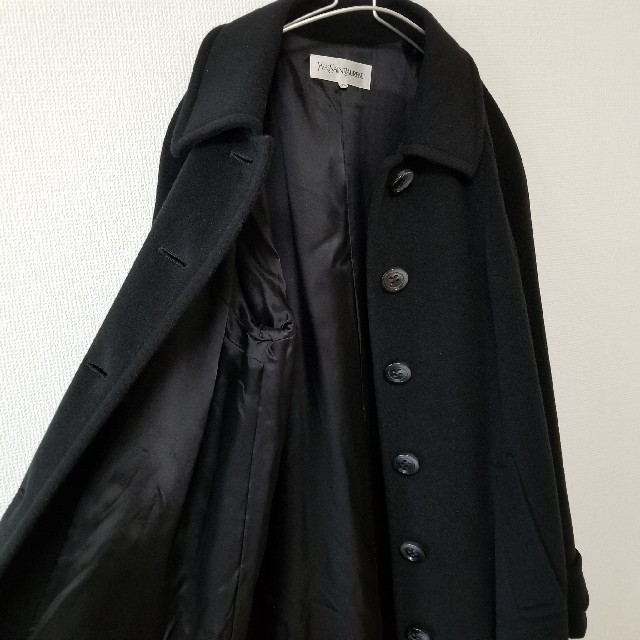極美品 M イヴ サンローラン ウール アンゴラ混 コート ジャケット 黒
