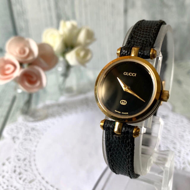 電池交換済み】GUCCI グッチ シェリーライン 腕時計 ブラック