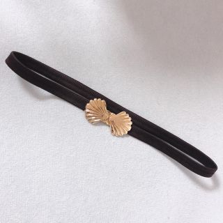 デュラス(DURAS)の新品 DURAS シェルバックルゴムベルト 黒 細ベルト リゼクシー系 LIP系(ベルト)