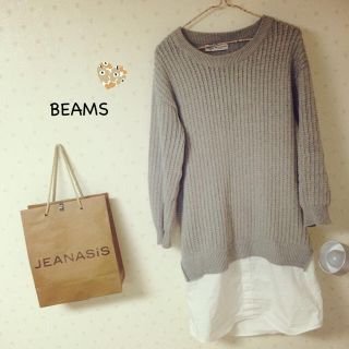 ビームス(BEAMS)の◯大人気完売＊ニット切替シャツワンピ◯(ひざ丈ワンピース)