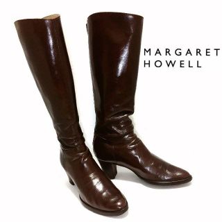 マーガレットハウエル(MARGARET HOWELL)のマーガレットハウエル＊上質本革ロングブーツ＊濃茶 23cm(ブーツ)