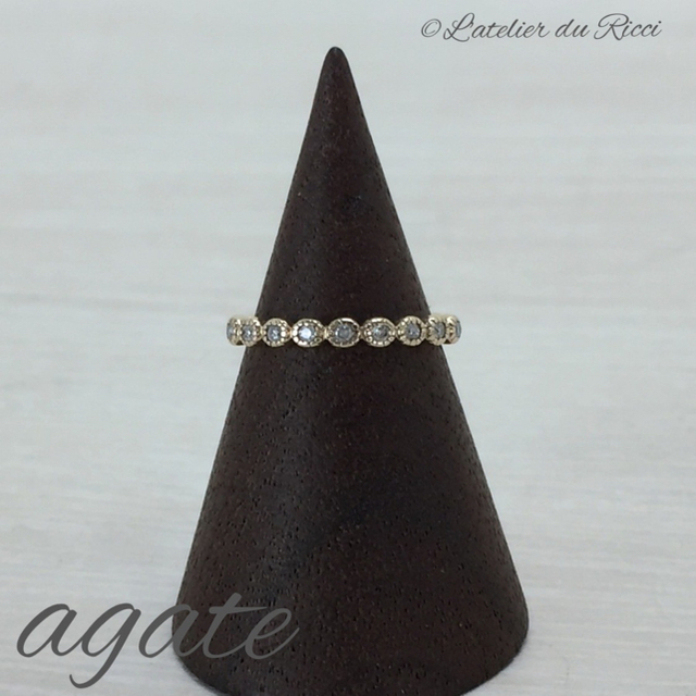 《廃盤》agate フリルリング K10 YG ダイヤモンド 7号