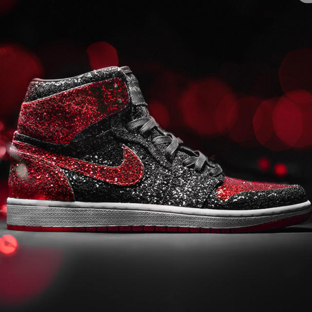 The Shoe Surgeon赤黒グリッターNIKE JORDAN 1