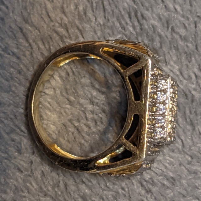 スターリングシルバー　14kコーティング　人工ダイヤ　10号 メンズのアクセサリー(リング(指輪))の商品写真