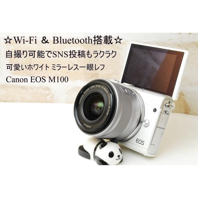 ☆スマホに送れる＆自撮り☆Canon EOS M100 レンズキット☆ 上質 51.0 ...